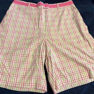 Lilly Pulitzer green & pink plaid Bermuda shorts